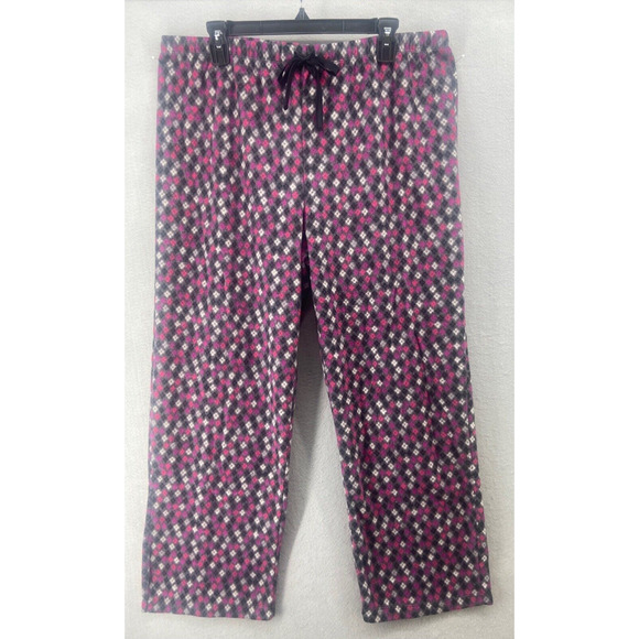 Anne Klein Pajamas Women’s Sz XL Black Pink Long Sleeve Pants Buttondown - Picture 2 of 16